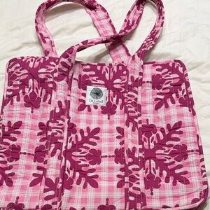 Kiele Palaka Pink Floral Tote Bag